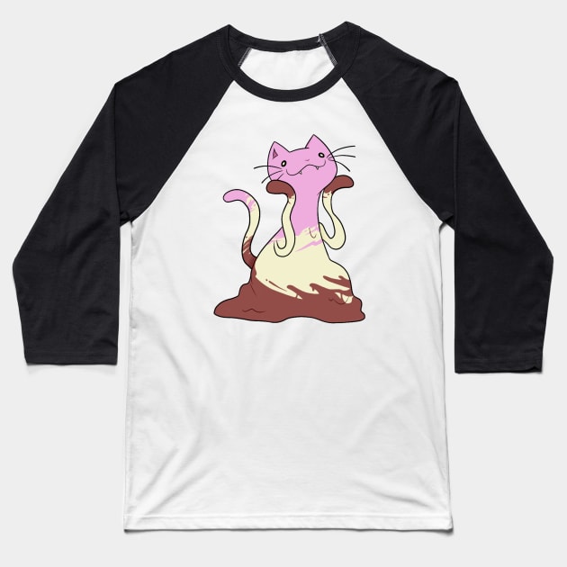 Ice Cream Kitty Baseball T-Shirt by anitasafonova